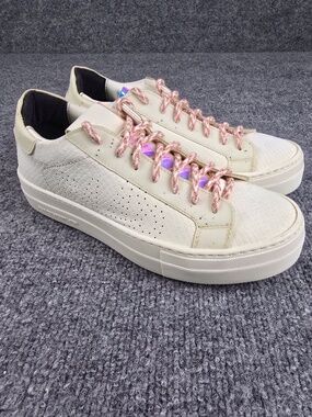 P448 Thea Mini Chess Platform Sneakers White Pink Size 38 US 7.5